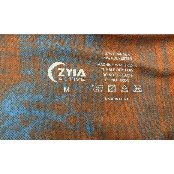 Zyia Active Women's Light N Tight Medium Leggings Orange Light Blue Geometric - Picture 7 of 7